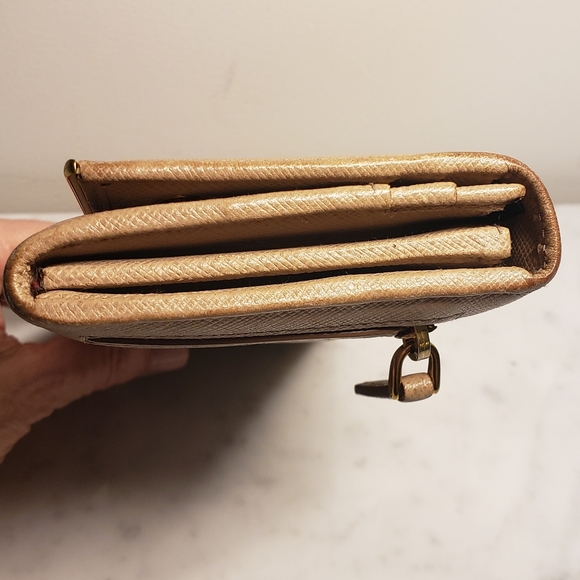 Prada Gold Bar Flap Wallet with Detachable Credit Card Holder - Picture 10 of 14